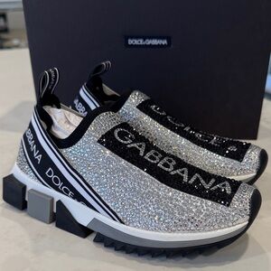 Dolce & Gabbana Glittering Silver and Black Sneakers